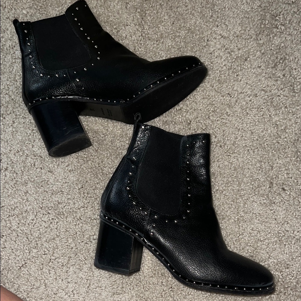 Like new genuine leather studded booties size 37 Made in Italy US 6.5